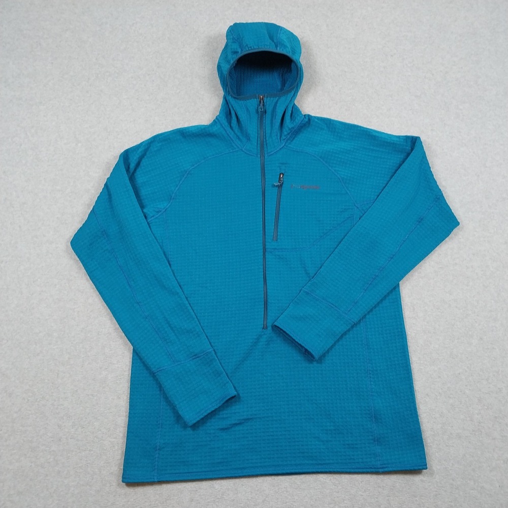 Patagonia R1 Hoodie Mens Large Blue Regulator Grid Fleece Polartec Pullover